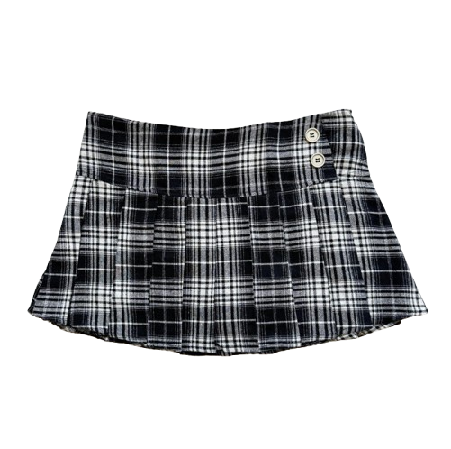 Plaid & Pleated Mini Skirt