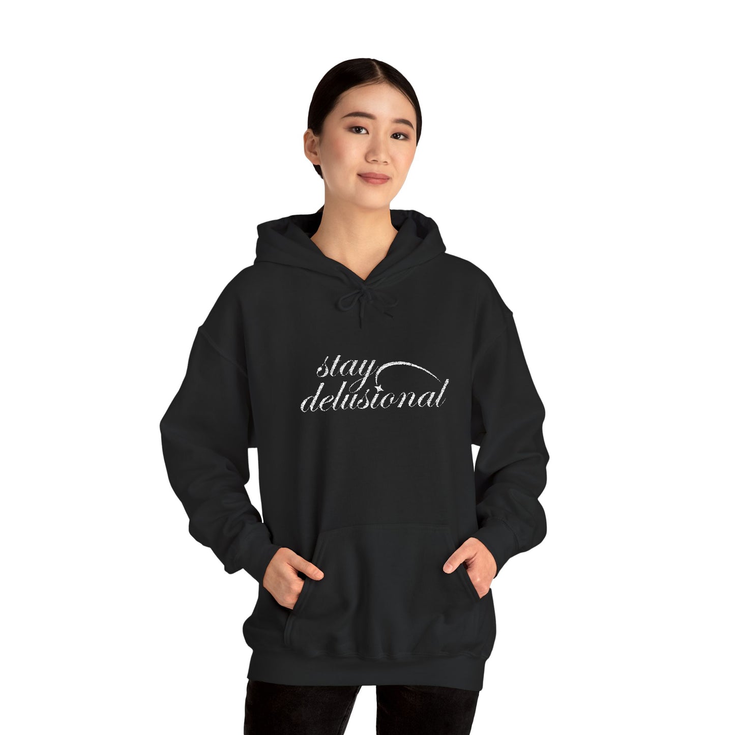‘Stay Delusional’ Embroidered Hoodie