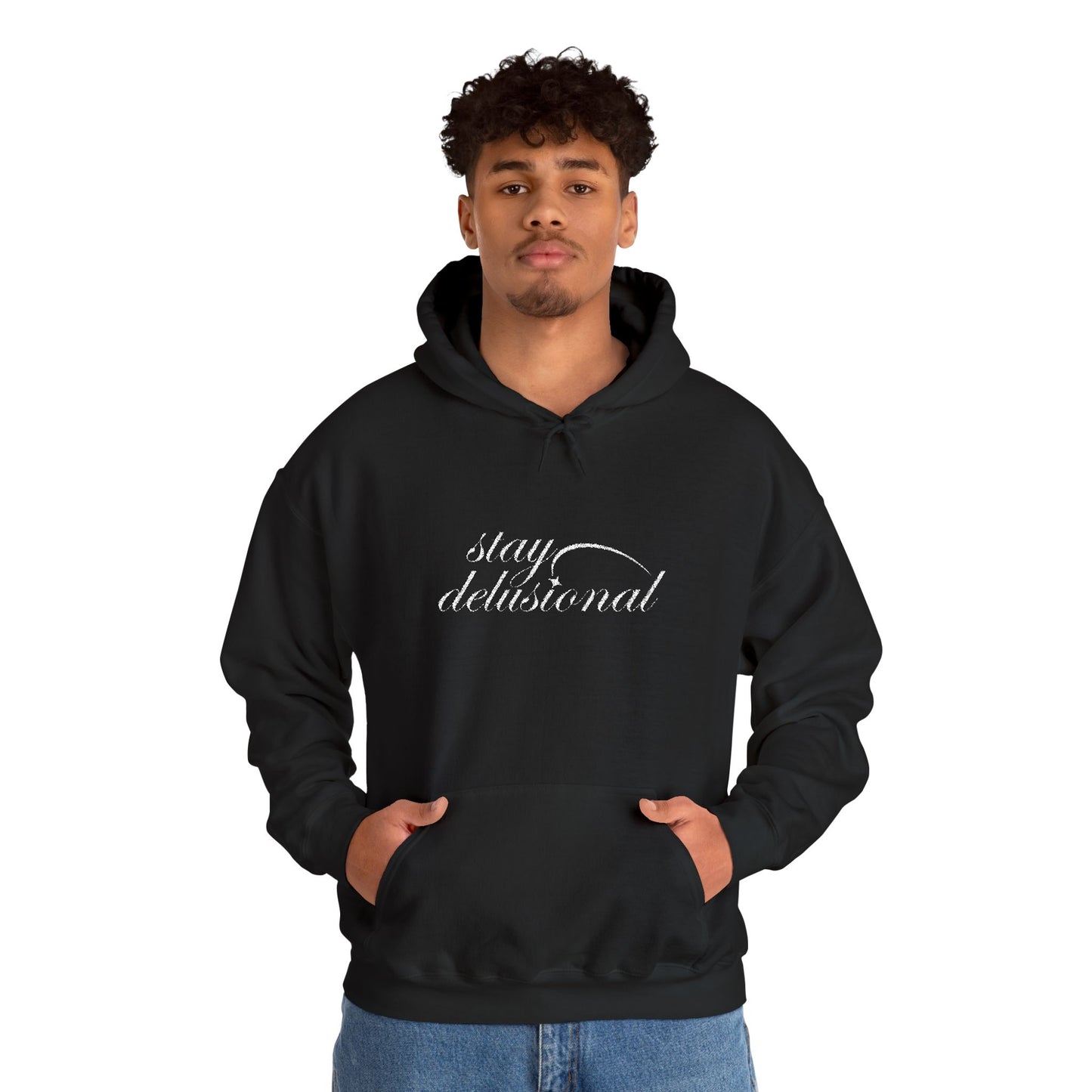‘Stay Delusional’ Embroidered Hoodie