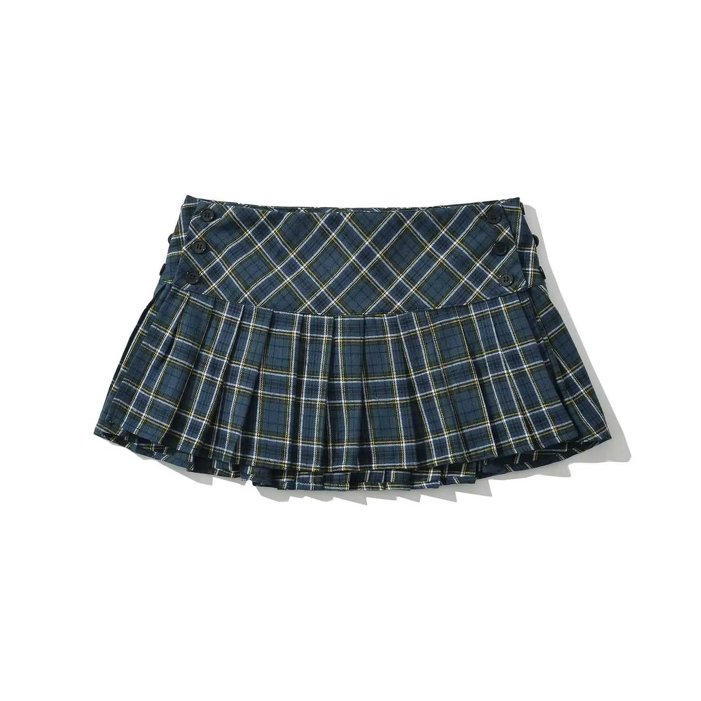 Plaid & Pleated Mini Skirt 