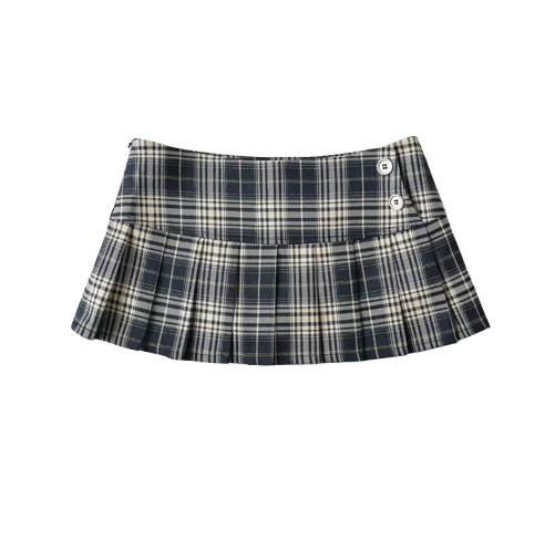 Plaid & Pleated Mini Skirt
