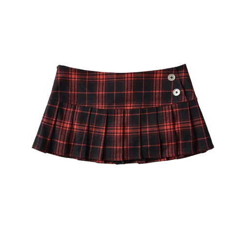 Plaid & Pleated Mini Skirt