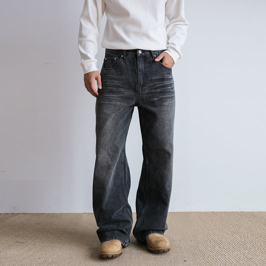  Straight Retro Black Washed Jeans