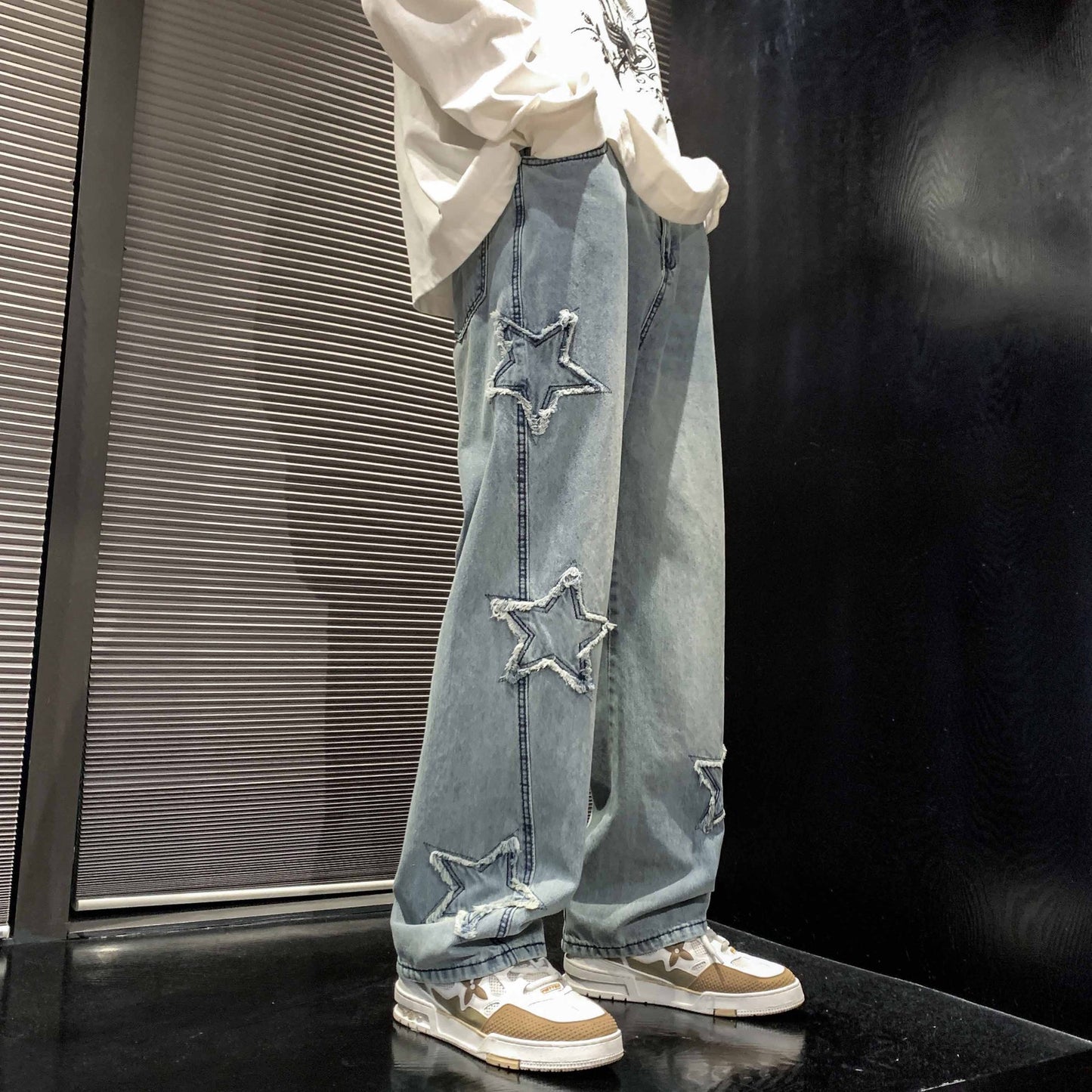 Flared Loose Straight-Leg Pants
