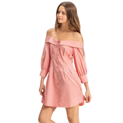 Button Down Spaghetti Strap Mini Dress