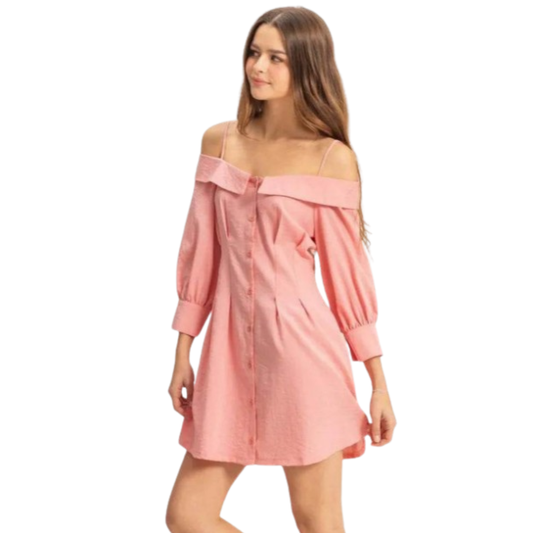 Button Down Spaghetti Strap Mini Dress